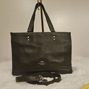 Coach Dempsey Carry All Tote In Cargo Green Pebbled Leather